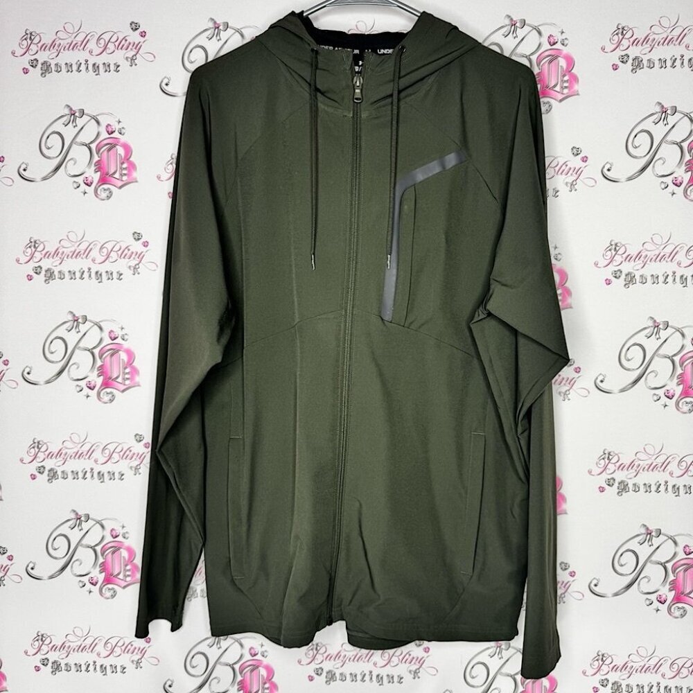 Under armour jacket coat lightweight army Men's Green Jacket zip up